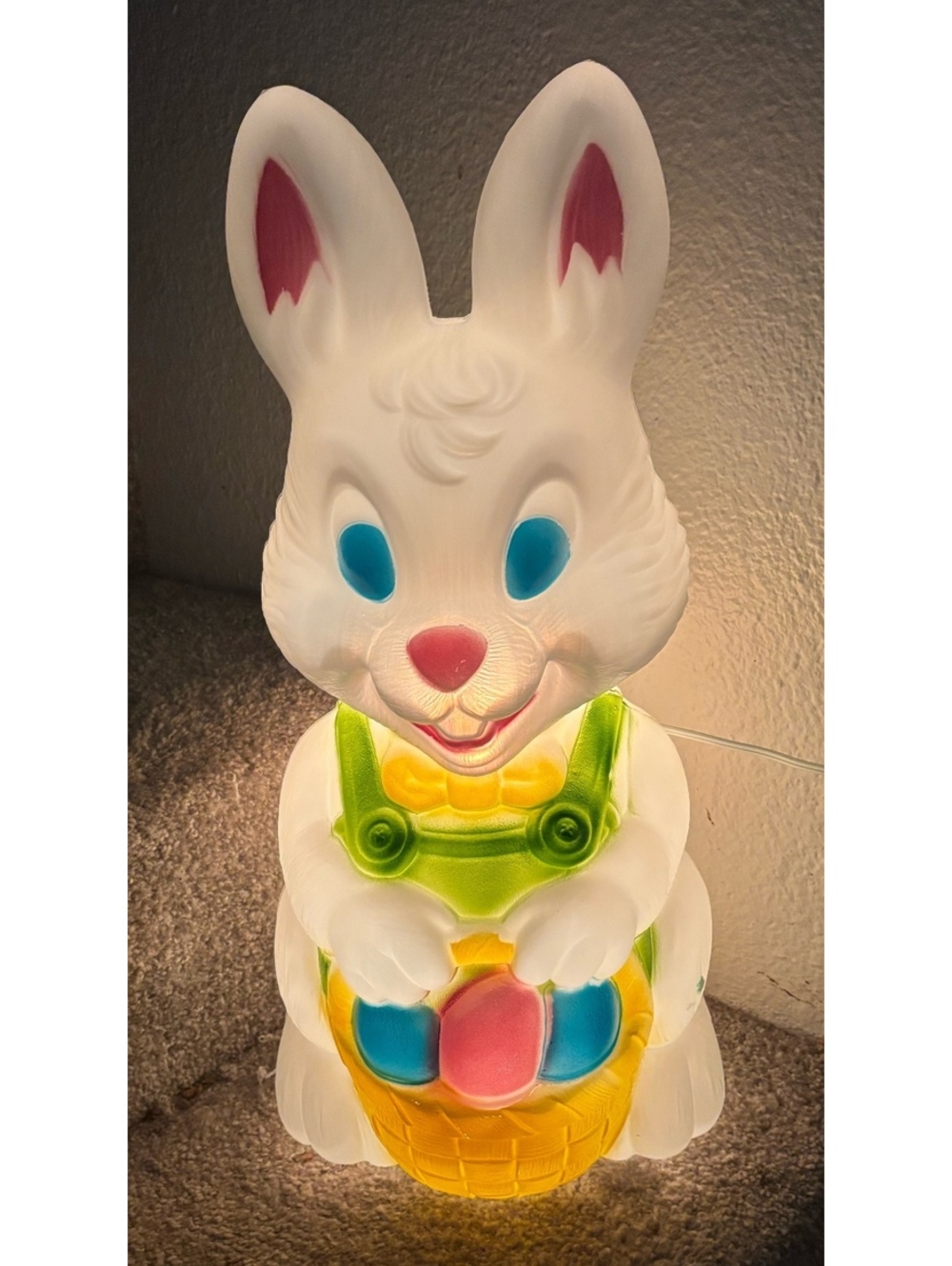 Vintage General Foam Plastics Lighted Easter Bunny Blow Mold 19"